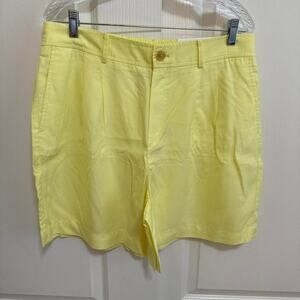 Yellow Loft linen shorts size L NEW